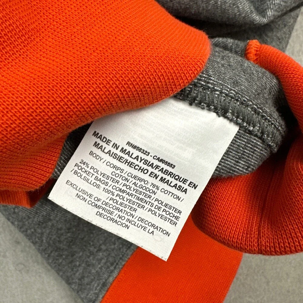Clemson Tigers Sweater Men Large Gray Orange Nike Football Paw Zip Pocket NCAA L